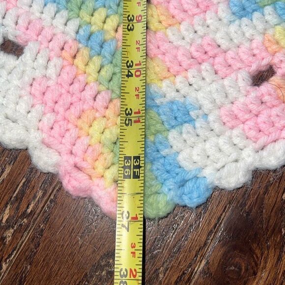 Handmade Multicolor Pastel Polygon Crochet Knit Granny Baby Throw Blanket 37" NW - Picture 4 of 5